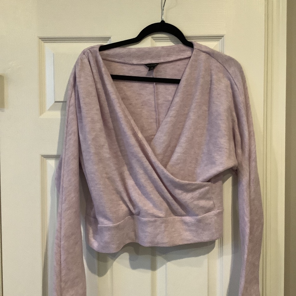 lavender Ann Taylor cropped sweater
